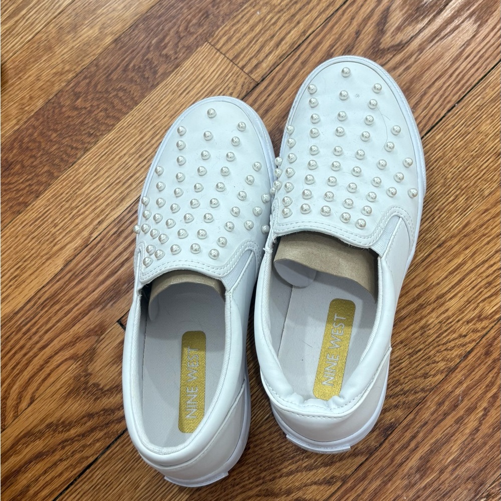 Nine West White Studded Sneakers
